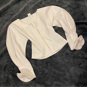 BUTTONED BALLOON SLEEVE BLOUSE